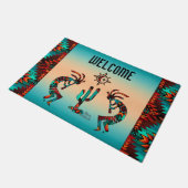 Kokopelli und Kakteen Fußmatte (Schrägansicht)