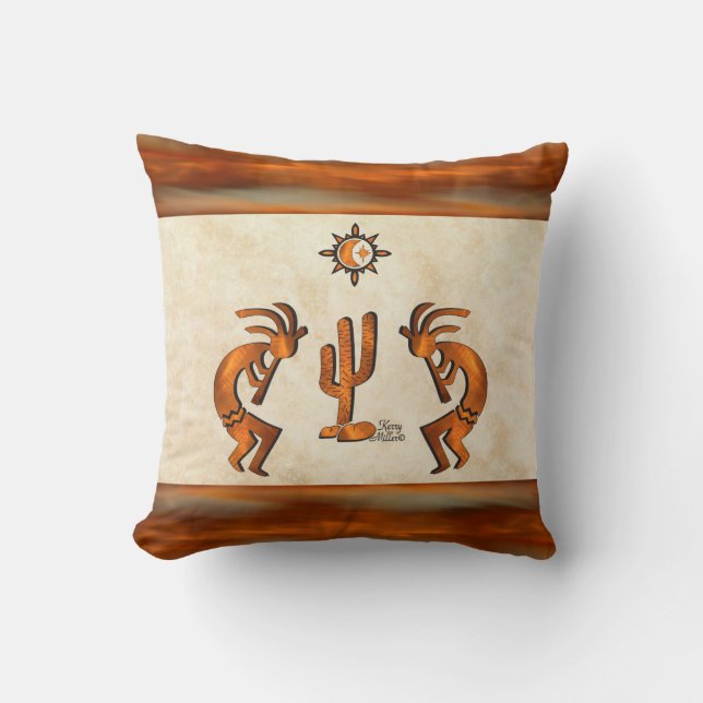 Kokopelli und Kakteen Kissen (Vorderseite)
