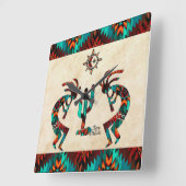 Kokopelli und Kakteen Quadratische Wanduhr (Winkel)