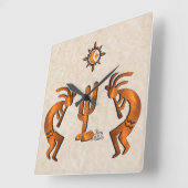 Kokopelli und Kakteen Quadratische Wanduhr (Winkel)