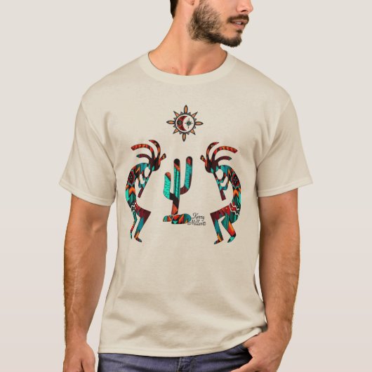 Kokopelli und Kakteen T-Shirt (Vorderseite)