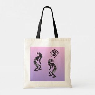 Kokopelli und Sun Symbol Native American Tote Bag Tragetasche
