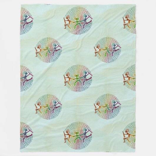 Kokopelli - Ureinwohner Amerikas - nahtloses Muste Fleecedecke (Vorderseite)