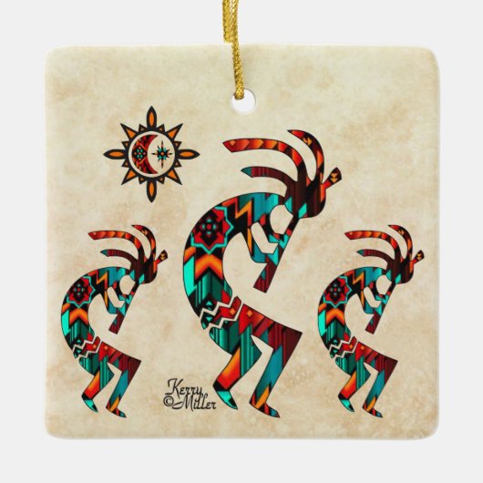 Kokopelli Weihnachtsdekoration Keramikornament (Vorderseite)