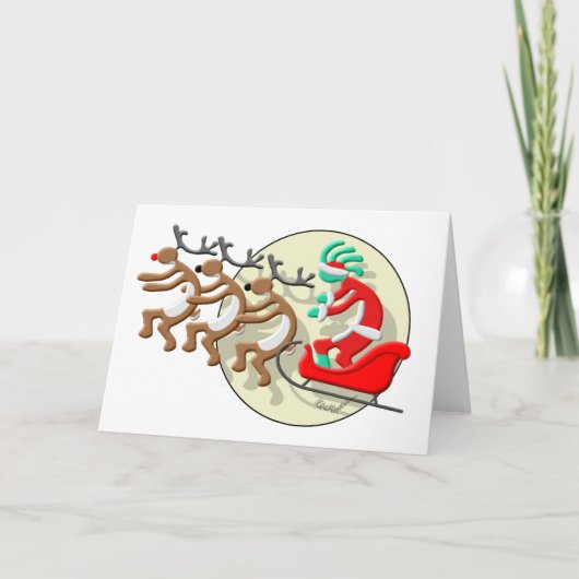 Kokopelli Weihnachtsmann Feiertagskarte (Vorderseite)