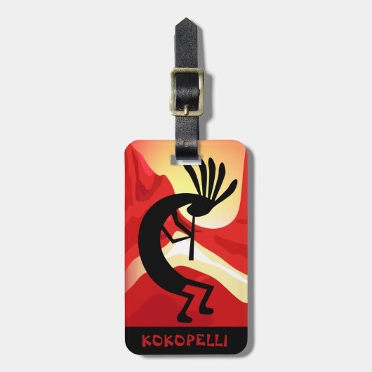 Kokopelli Wüste Sunset Custom Gepäckanhänger (Vorderseite vertikal)