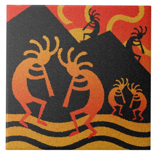 Kokopelli Wüste Sunset Southwest Fliese (Vorderseite)