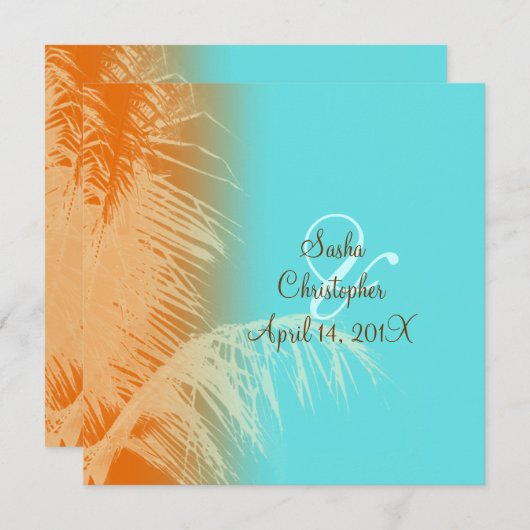 Kokos-Blätter-Silhouette Einladung (Vorne/Hinten)