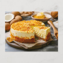 Kokos-Käsekuchen mit Zutaten drumherum