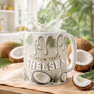 Kokosbraune Creme Tropischer Retro Eigenname Kaffeetasse