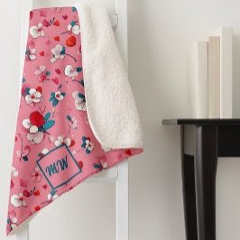 Kokoshühner und aquamarine Blume Sherpadecke