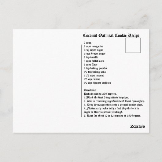 Kokoskohl Postkarte (Rückseite)