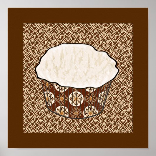 Kokoskuchen, japanischer Swirbeluntergrund Poster (Vorne)