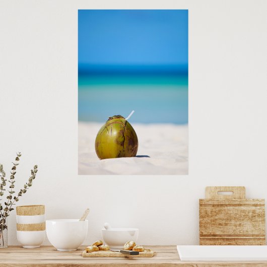 Kokosnuss am Strand Poster (Küche)