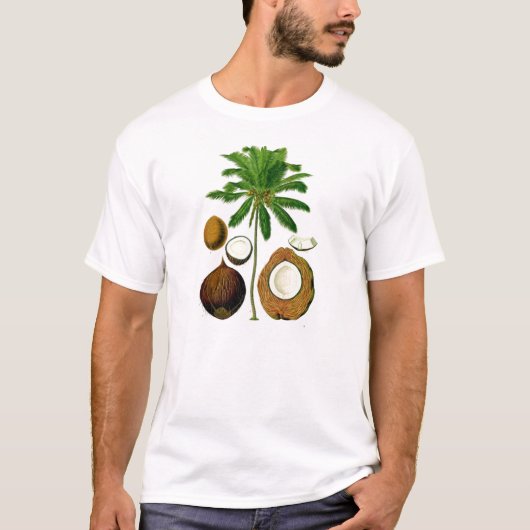 Kokosnuss-Baum-botanische Illustration T-Shirt (Vorderseite)