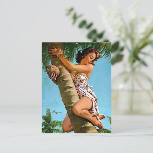 Kokosnuss-Button hoch Postkarte (Stehend Vorderseite)