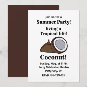 Kokosnuss Frucht Tropische Sommerparty Einladung