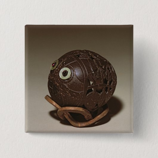 Kokosnuss gemeißelt in ein Gesicht, c.1895 Button (Vorderseite)