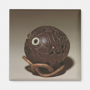 Kokosnuss gemeißelt in ein Gesicht, c.1895 Magnet