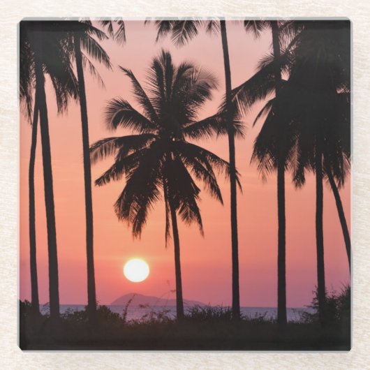 Kokosnuss-Palme-Landschaft Glasuntersetzer (Vorderseite)