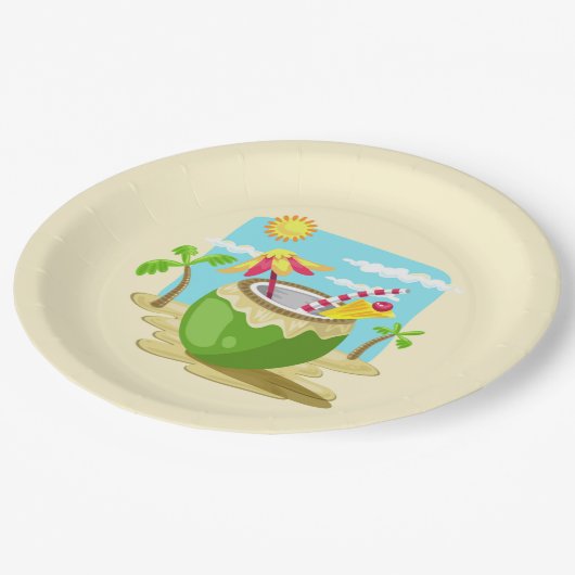 Kokosnuss Pappteller (Schrägansicht)