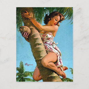 Kokosnuss Pin Up Postkarte