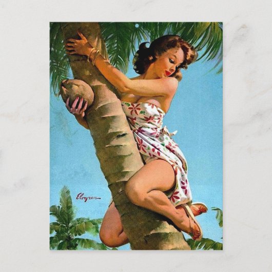 Kokosnuss Pin Up Postkarte (Vorderseite)