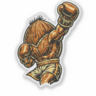 Kokosnuss-Schwergewichtsboxer – Vintage-Retro-Kämp Aufkleber