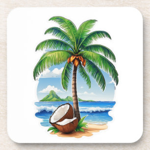 Kokosnussbaum Tropische Insel Getränkeuntersetzer