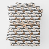 Kokosnüsse auf Grunge Streifen Muster Geschenkpapier Set (Beispiel)