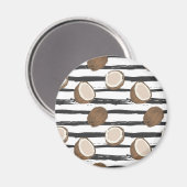 Kokosnüsse auf Grunge Streifen Muster Magnet (Vorderseite/Rückseite)