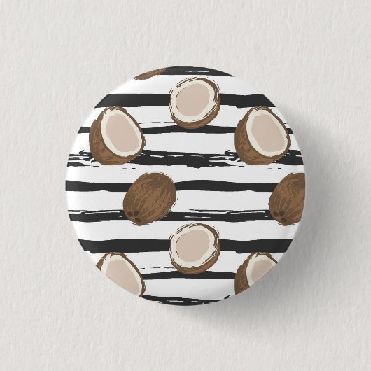 Kokosnüsse auf Schmutz Stripes Muster Button (Vorderseite)