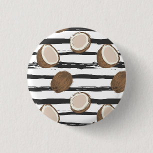 Kokosnüsse auf Schmutz Stripes Muster Button