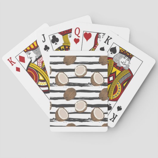 Kokosnüsse auf Schmutz Stripes Muster Spielkarten (Rückseite)