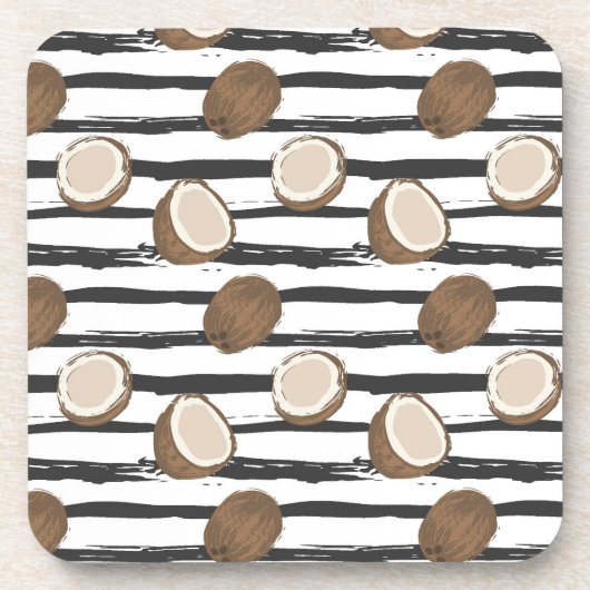 Kokosnüsse auf Schmutz Stripes Muster Untersetzer (Vorderseite)