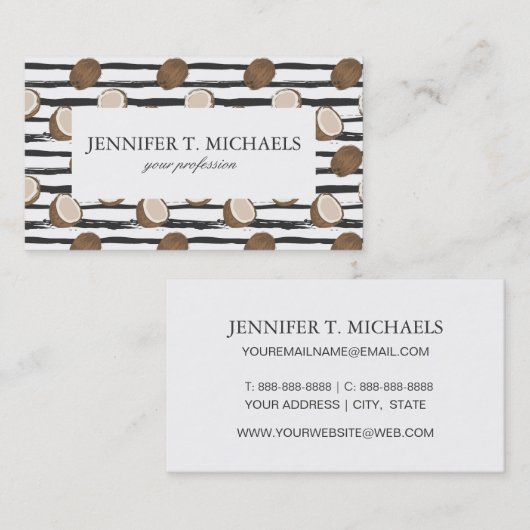 Kokosnüsse auf Schmutz Stripes Muster Visitenkarte (Vorne/Hinten)