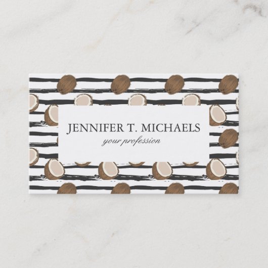 Kokosnüsse auf Schmutz Stripes Muster Visitenkarte (Vorderseite)