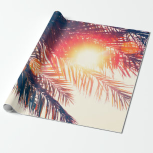 Kokospalme an der tropischen Küste, Vintag Geschenkpapier