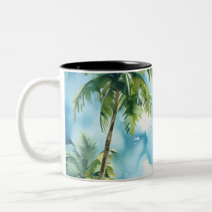 Kokospalmen Aquarellbilder Zweifarbige Tasse