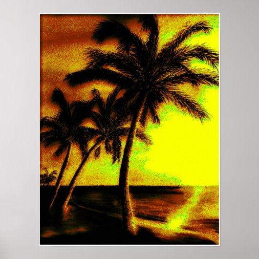 Kokospalmen bei Sonnenuntergang Poster (Vorne)
