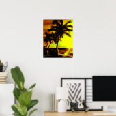 Kokospalmen bei Sonnenuntergang Poster (Heimbüro)