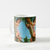 Kokospalmen-Button Kaffeetasse (Vorderseite Links)