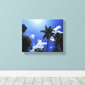 Kokospalmen und Himmel Leinwanddruck (Insitu (Holzboden))