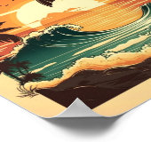 Kokospalmen und Meereswellen Poster (Ecke)