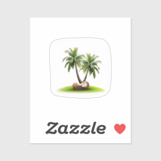 Kokospalmenfrucht Aufkleber (Blatt)