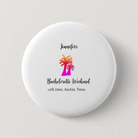Kokospalmenklub am Wochenende Bachelorette Name Button (Vorderseite)