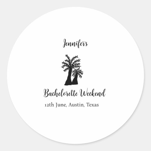 Kokospalmenklub am Wochenende Bachelorette Name Runder Aufkleber (Vorderseite)