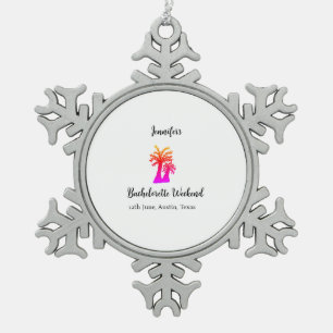 Kokospalmenklub am Wochenende Bachelorette Name Schneeflocken Zinn-Ornament