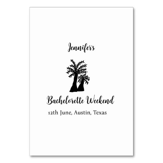 Kokospalmenklub am Wochenende Bachelorette Name Tischnummer (Vorderseite)