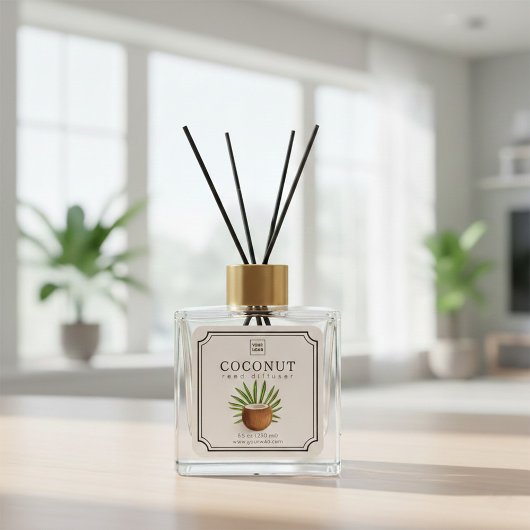 Kokosrohrdiffusor-Etikett Quadratischer Aufkleber
